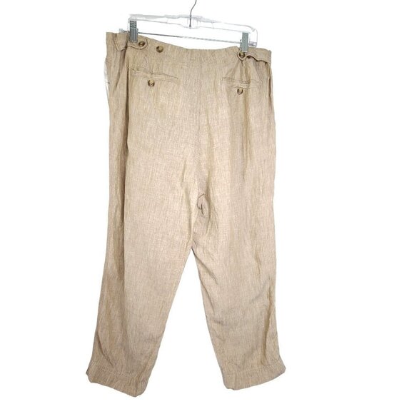 Vintage DKNY Linen Lagenlook Tan Beige Flowy Ankle Crop Pants - Picture 3 of 9